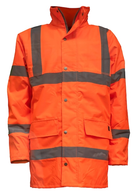 Een Oranje High Visibility Hallo Vis Veiligheidsvest Geïsoleerd Op Een Witte Achtergrond