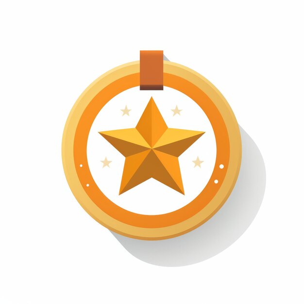 een oranje medaille met een ster erop