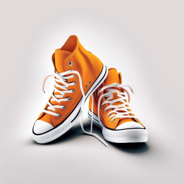 Een oranje paar converse schoenen met het woord converse op de onderkant.