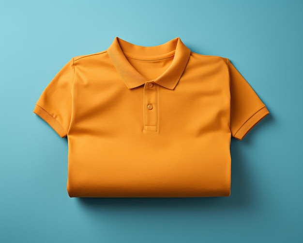 een oranje poloshirt op een blauwe achtergrond