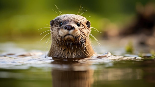 een otter die in het water zwemt