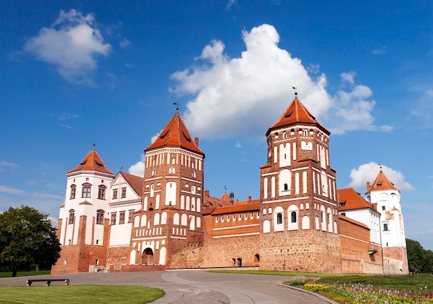 Een oud fort gelegen in de stad Mir, Wit-Rusland. Foto close-up