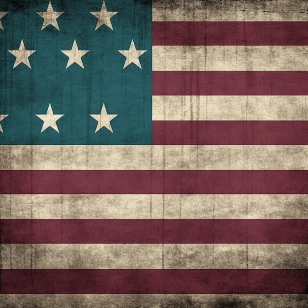 een oude Amerikaanse vlag met sterren op een grunge achtergrond generatieve ai