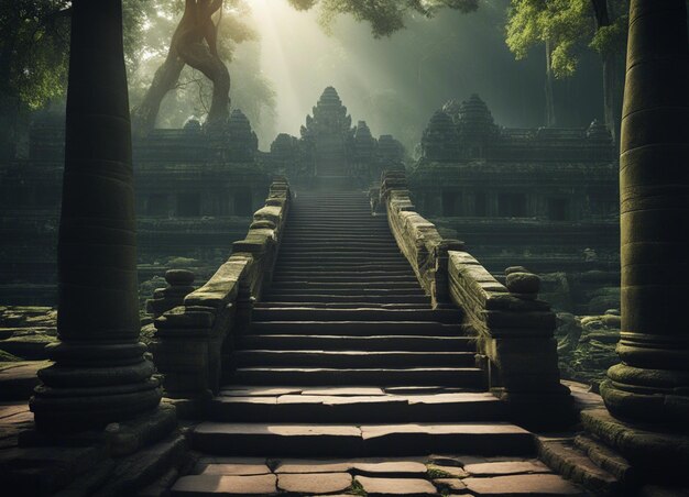 Foto een oude cambodjaanse gruweltempel.