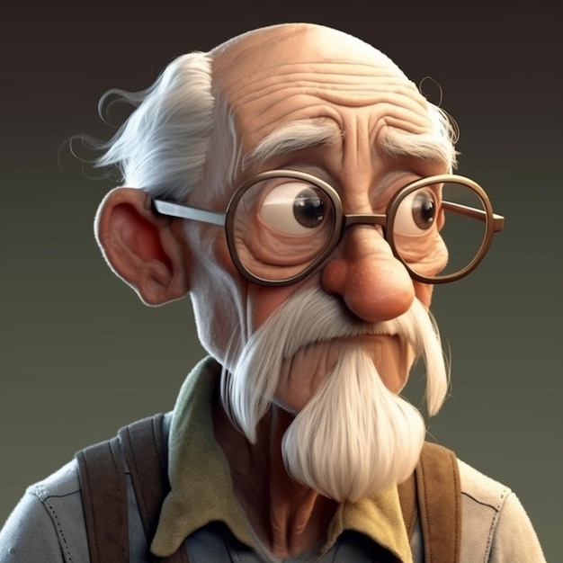 Een oude man met een bril