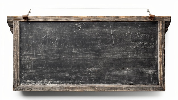 Foto een oude schoolbord geplaatst op een witte geïsoleerde achtergrond generatieve ai