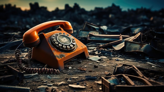 een oude telefoon op de grond