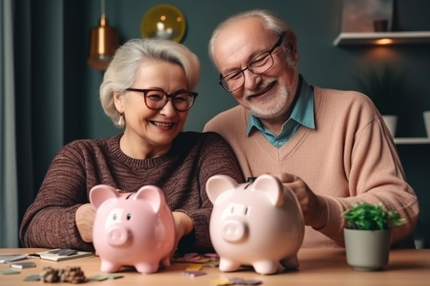 Foto een ouder echtpaar telt munten