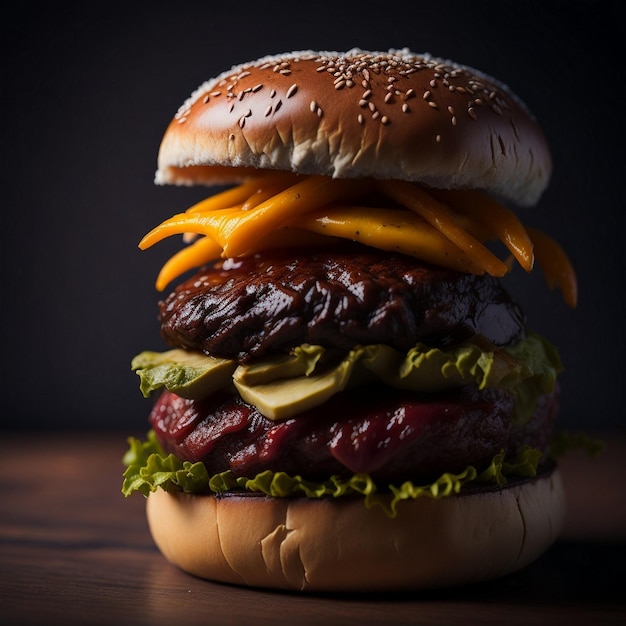 Een overheerlijke burger met gesmolten kaas die absoluut heerlijk was Generatieve AI