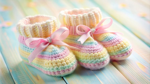 een paar babyschoenen met een strik erop