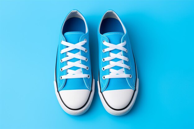 een paar blauwe sneakers op een witte achtergrond