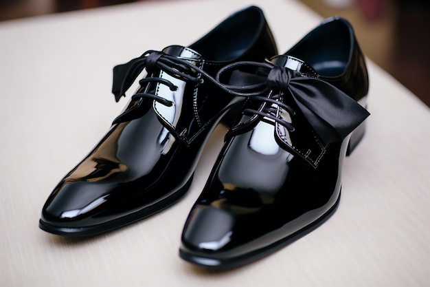 een paar glanzende zwarte schoenen