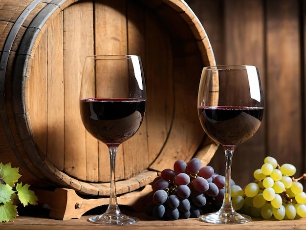 Een Paar Glazen Wijn Naast Een Aantal Druiven