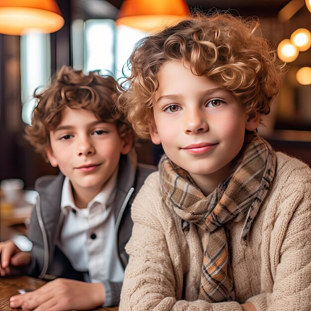 Foto een paar kinderen die naast elkaar zitten