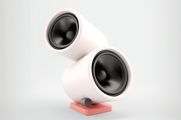 Een paar speakers met onderaan het woord music.