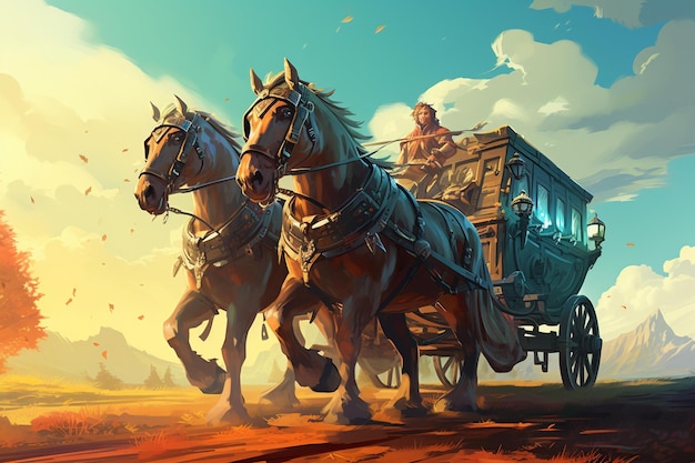 Een paard en wagen worden beladen met goederen.