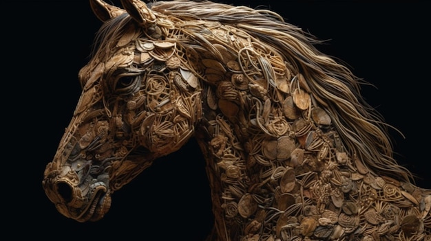 Een paard gemaakt van oude munten