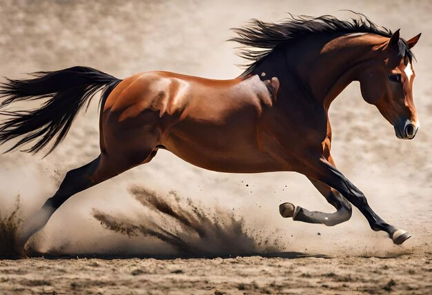 een paard met een paard op zijn rug schopt een bal