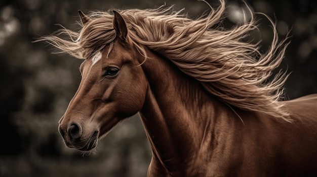 Een paard met een witte vlek op zijn kop