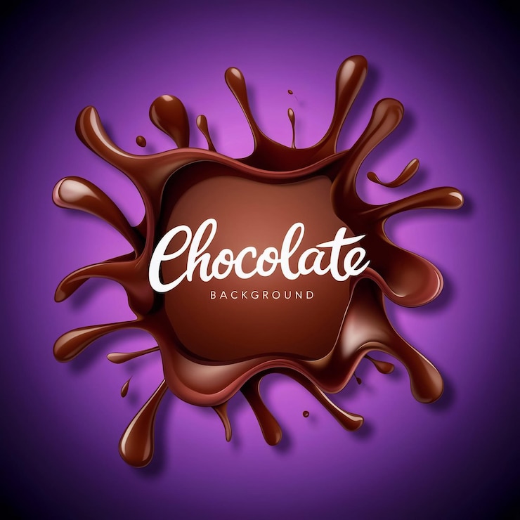 Foto een paarse achtergrond met een foto van chocolade splashes