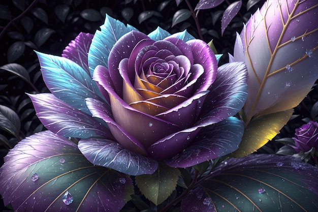 Een paarse bloem met een paarse bloem in het midden.