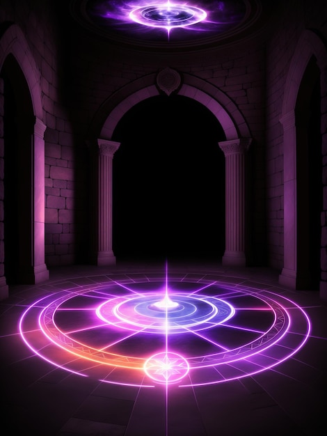 Een paarse cirkel met het woord magie erop