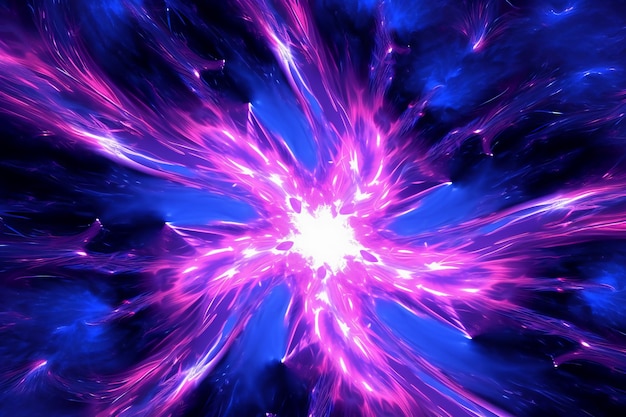 Een paarse en blauwe explosie met het woord vuur erop