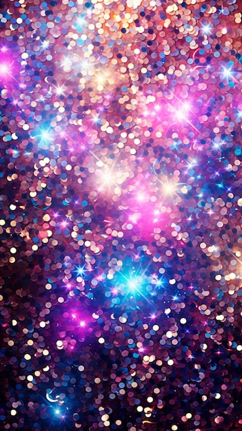 een paarse glitterachtergrond met glitters en glitters.