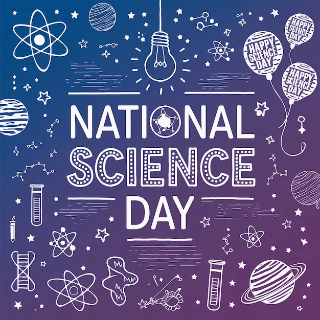 een paarse poster met de woorden nationale wetenschapsdag erop