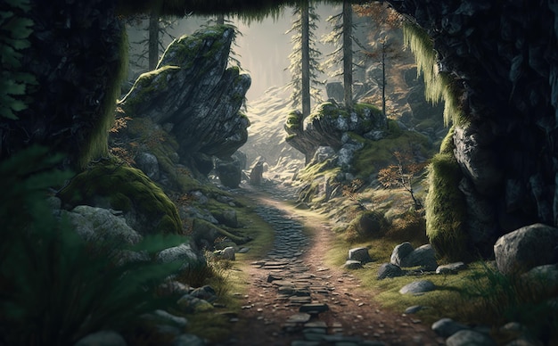 een pad dat naar het bos leidt