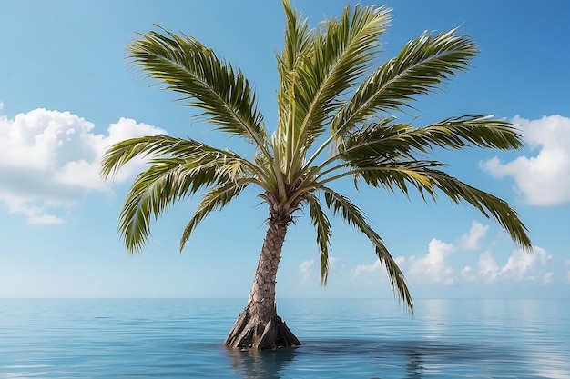 Een palmboom in het water