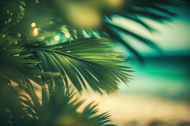 Een palmboom met kerstverlichting erop