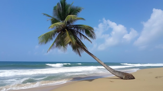 Een palmboom op het strand