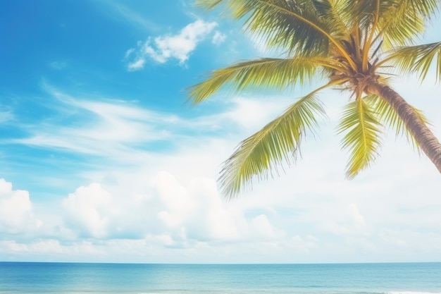 Foto een palmboom tegen de achtergrond van de zee en de lucht