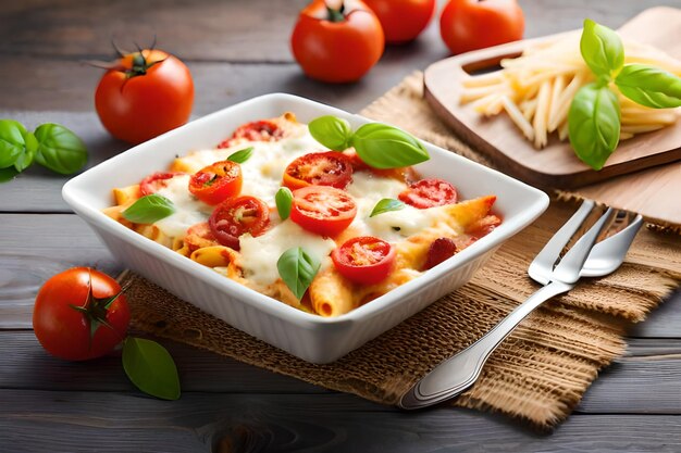 een pan pizza met tomaten en kaas