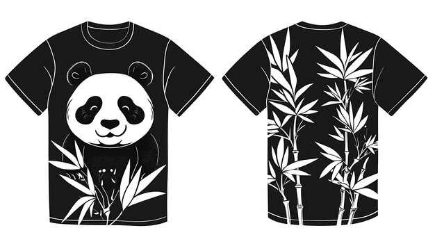Foto een panda beer zit op een zwart shirt