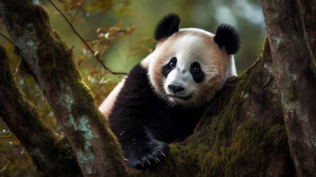 Een panda in een boom in China