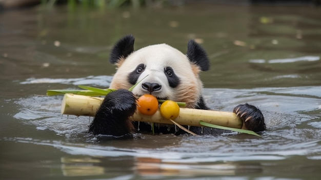 Foto een panda in het water