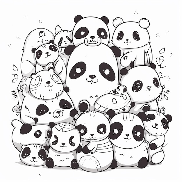 Een pandabeer en een pandabeer zijn allemaal samen.