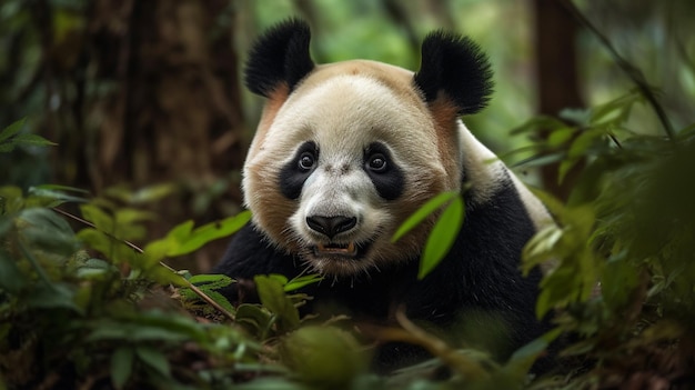 Een pandabeer in het bos