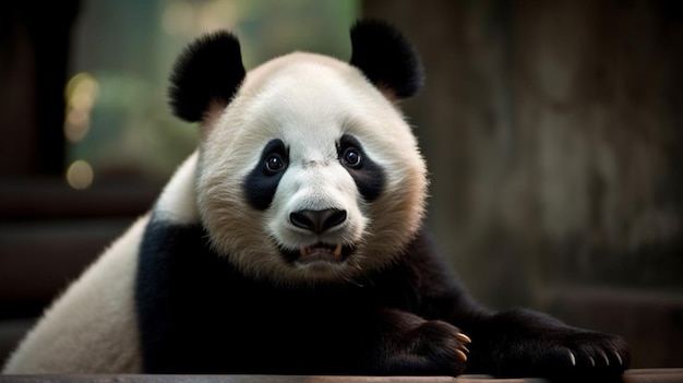 Een pandabeer wordt gezien in een dierentuin.