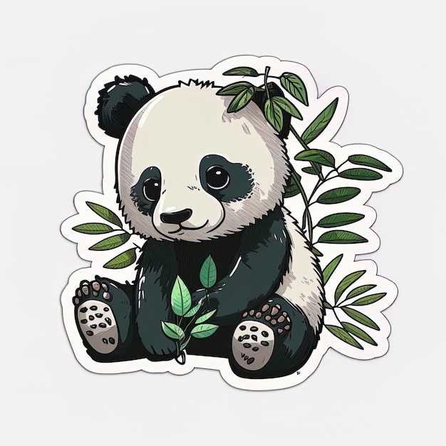 Een pandabeer zit in een oerwoud van bamboe.