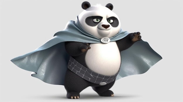 Een pandaheld wordt getoond in een cartoonafbeelding.