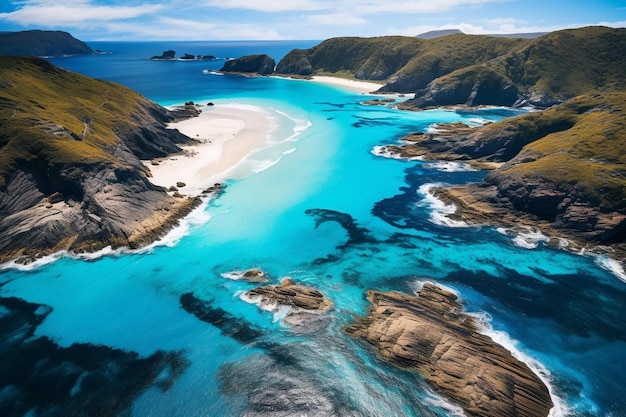 Een panoramisch uitzicht op de kust