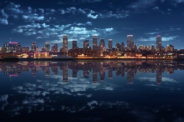 Een panoramisch uitzicht op de stadsverlichting onder een nachtelijke hemel