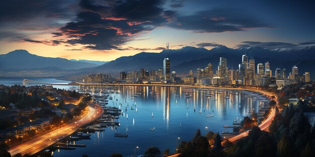 een panoramisch uitzicht op een modern, bruisend stadsbeeld in Tasmanië