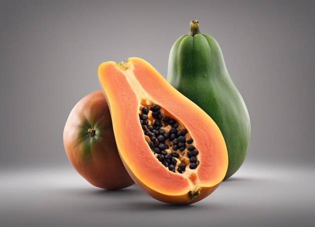 Foto een papaya op een witte achtergrond