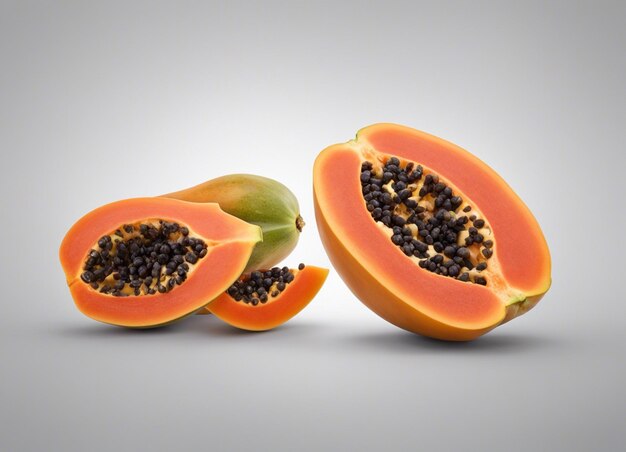 Foto een papaya op een witte achtergrond