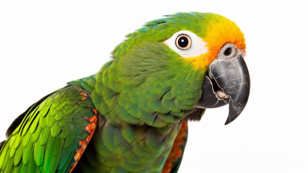 Een papegaai met een witte achtergrond