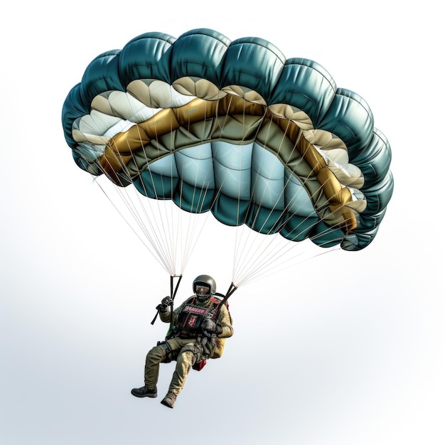 Foto een parachutist die vliegt met een open parachute geïsoleerd